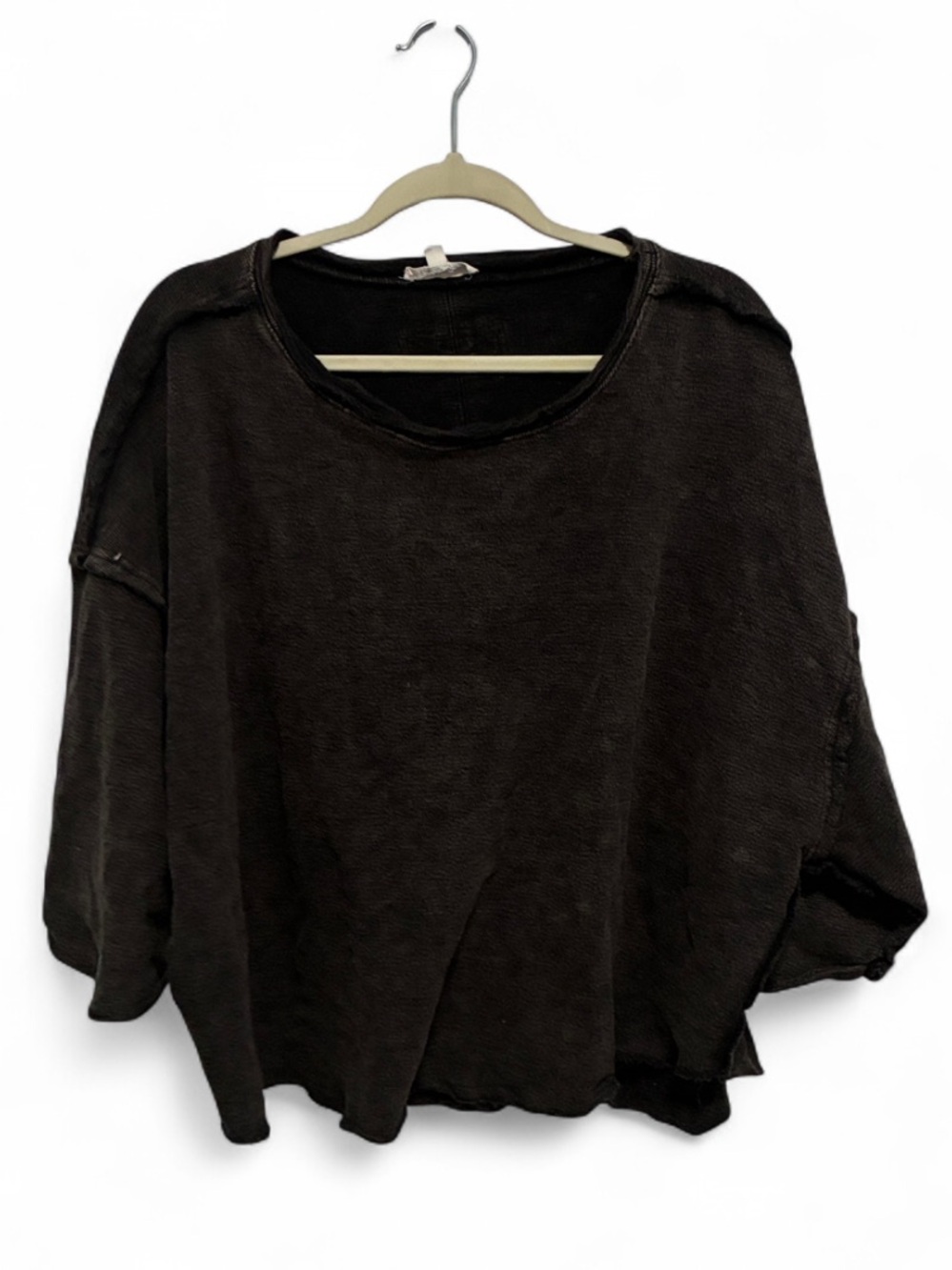 Oli and Hali Dark Gray Oversized Boxy Boho Pullover Top